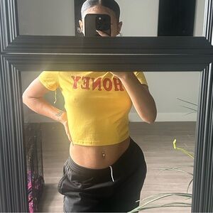 Yellow 'HONEY' Crop Top